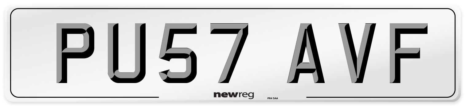 PU57 AVF Number Plate from New Reg